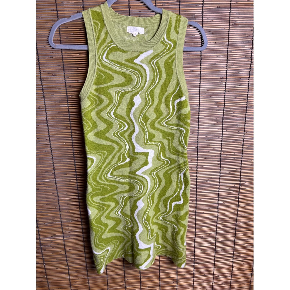 LA Hearts Green Swirl Knit Mini Dress Sleeveless Psychedelic Bodycon Small